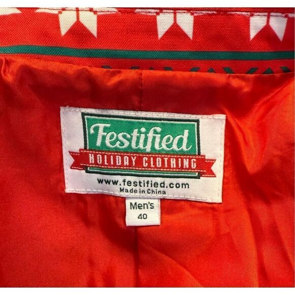 Festified Men’s Holiday Reindeer Blazer Ugly Christmas Sz. 40 - Picture 6 of 8